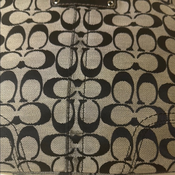 Coach Black and Tan Signature Tote with Leather Handles and leather Coach wallet - Picture 11 of 17